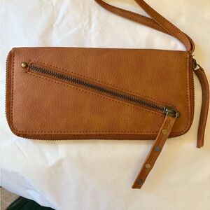 Free People Brown Leather Wristlet